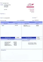 Sample payslip showing payment method and payment period fields