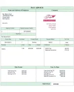 Sample monthly payslip showing department and total net pay